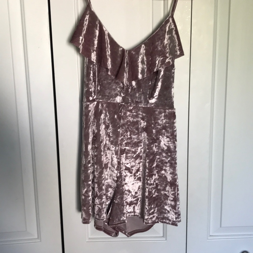Urban Outfitters Pink Velvet Romper - Medium